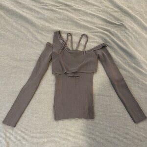 Elegant Gray Off-Shoulder Women's Top